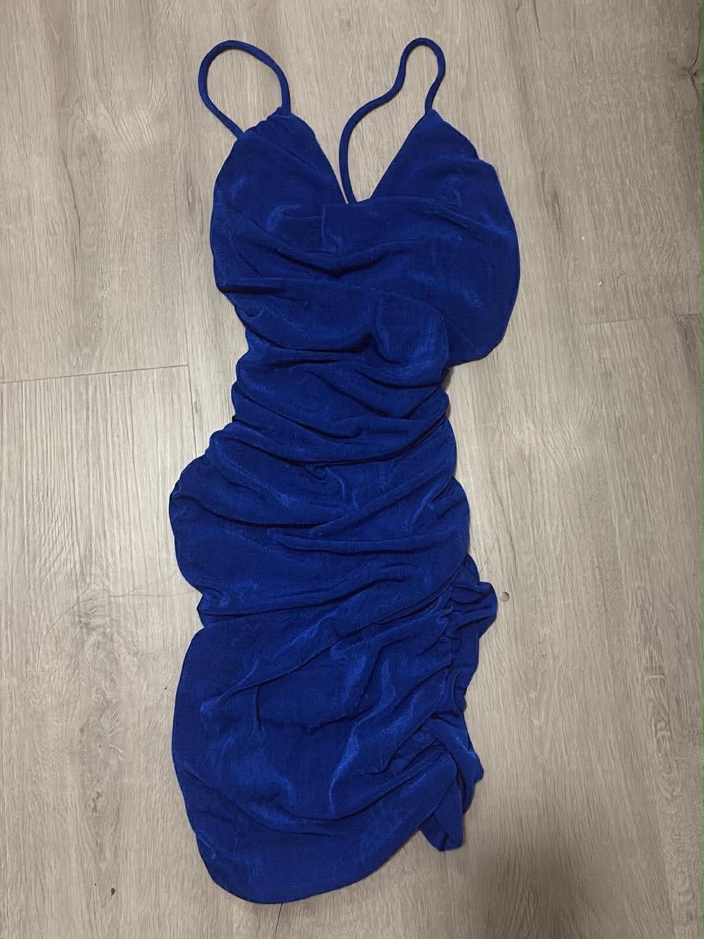 Women's Cobalt Blue Ruched Slip Dress